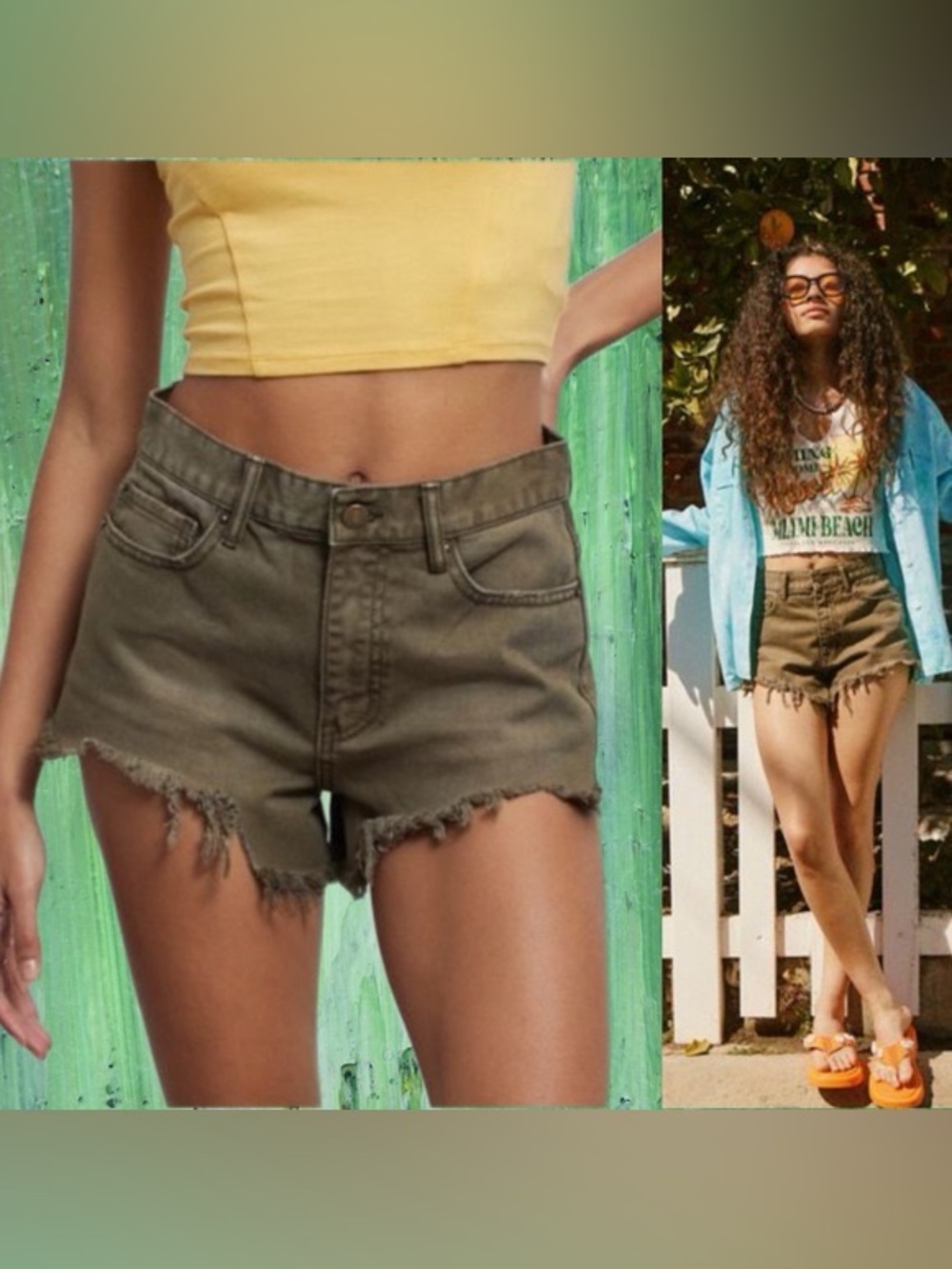 Nwts! BDG Urban Outfitters Olive Green/moss Frayed Hem Women’s Shorts Size:32